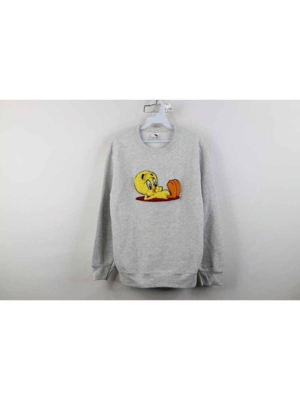 Vtg 90s Looney Tunes Womens Small Tweety Bird Crewneck Sweatshirt Heather Gray